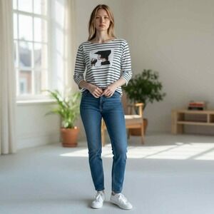 Women's Guinness Striped Boatneck Graphic Top 100% Cotton Retro Tee‎ Size XL